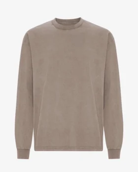 Oversize-Langarm-T-Shirt aus Bio-Baumwolle – Verwaschenes Khaki