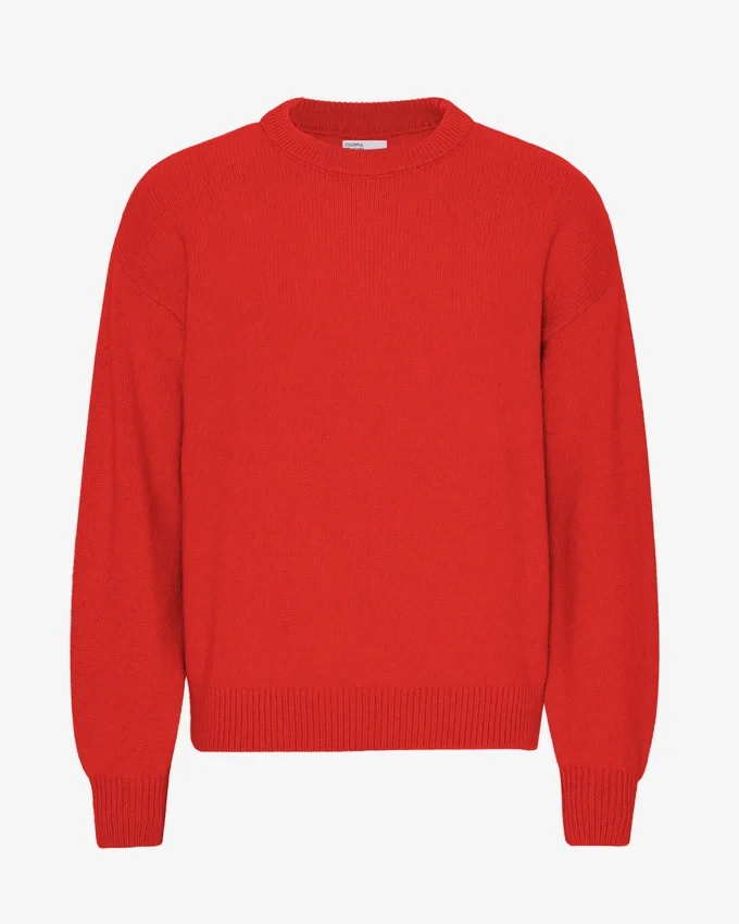 Oversize-Pullover aus Merinowolle – Rot-Mandarine