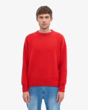 Oversize-Pullover aus Merinowolle – Rot-Mandarine