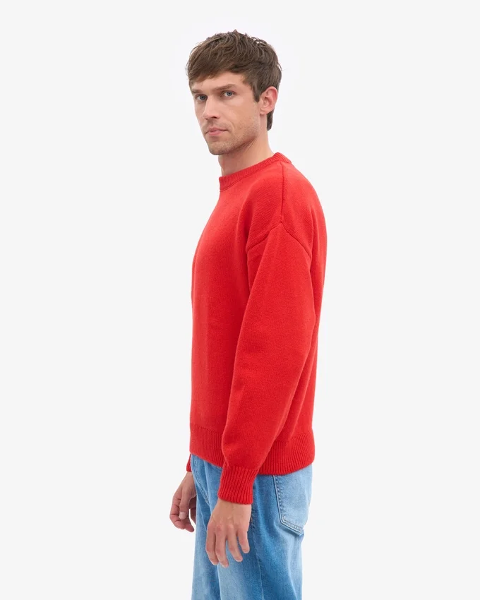 Oversize-Pullover aus Merinowolle – Rot-Mandarine