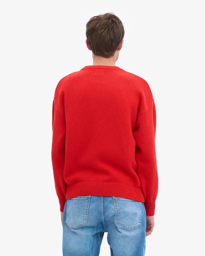 Oversize-Pullover aus Merinowolle – Rot-Mandarine