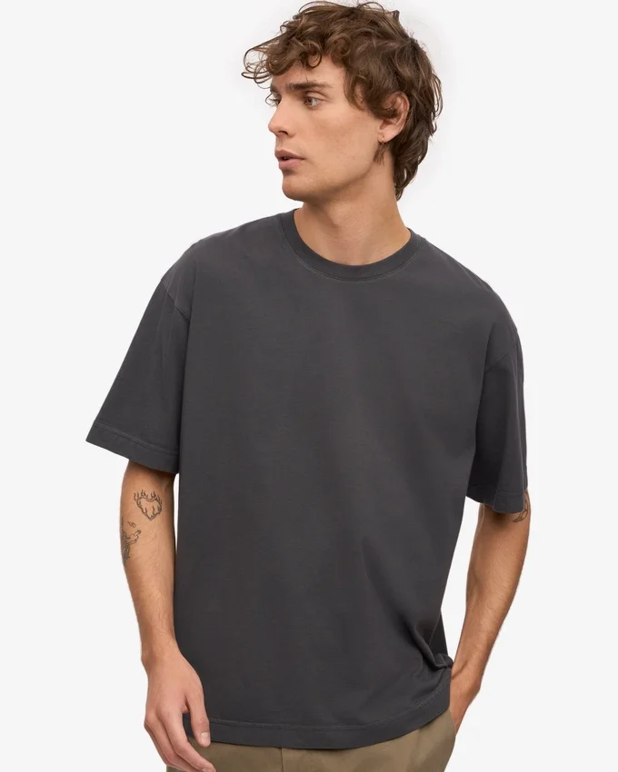 Oversize-T-Shirt aus Bio-Baumwolle – Lavagrau