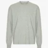 Oversize-T-Shirt aus Bio-Baumwolle mit langen Ärmeln – Grau meliert