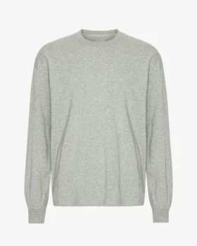Oversize-T-Shirt aus Bio-Baumwolle mit langen Ärmeln – Grau meliert