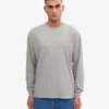 Oversize-T-Shirt aus Bio-Baumwolle mit langen Ärmeln – Grau meliert