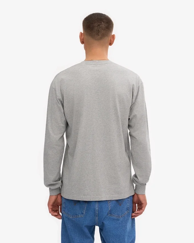 Oversize-T-Shirt aus Bio-Baumwolle mit langen Ärmeln – Grau meliert