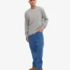 Oversize-T-Shirt aus Bio-Baumwolle mit langen Ärmeln – Grau meliert