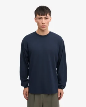 Oversized Bio-Langarm-T-Shirt – Marineblau