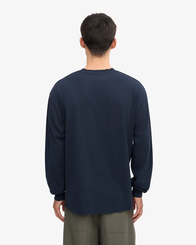 Oversized Bio-Langarm-T-Shirt – Marineblau