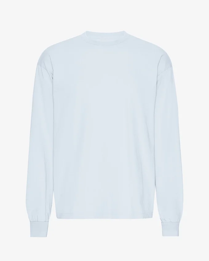 Oversized-Bio-T-Shirt mit langem Arm – Polar-Blau