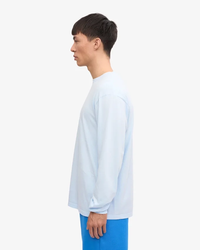 Oversized-Bio-T-Shirt mit langem Arm – Polar-Blau