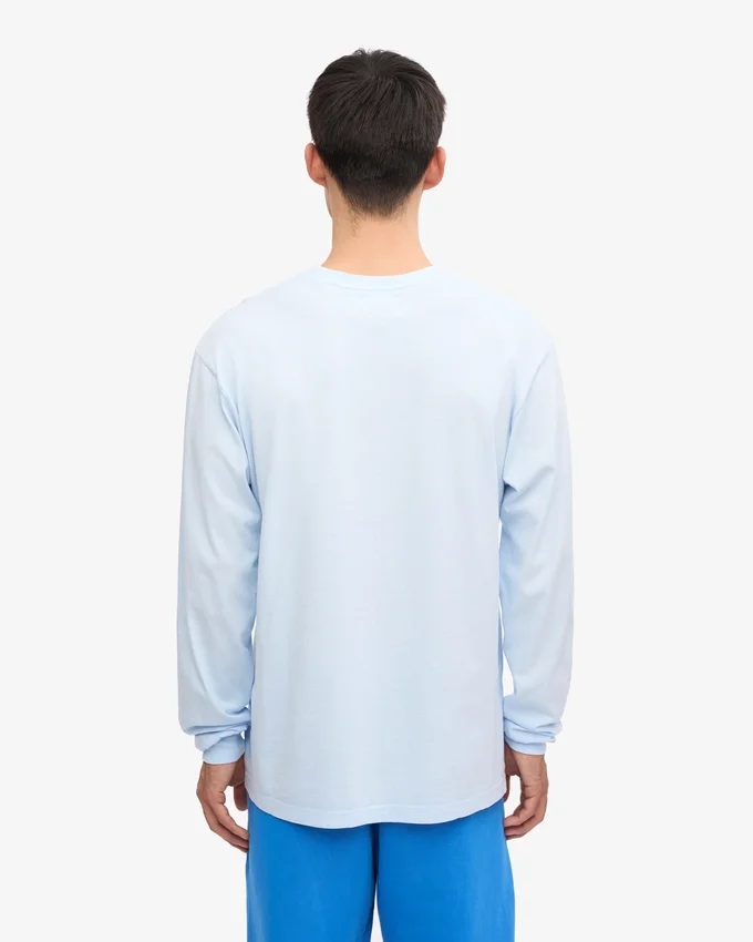 Oversized-Bio-T-Shirt mit langem Arm – Polar-Blau