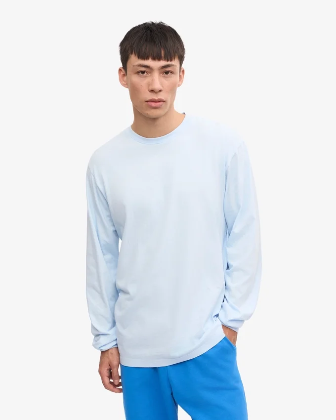 Oversized-Bio-T-Shirt mit langem Arm – Polar-Blau