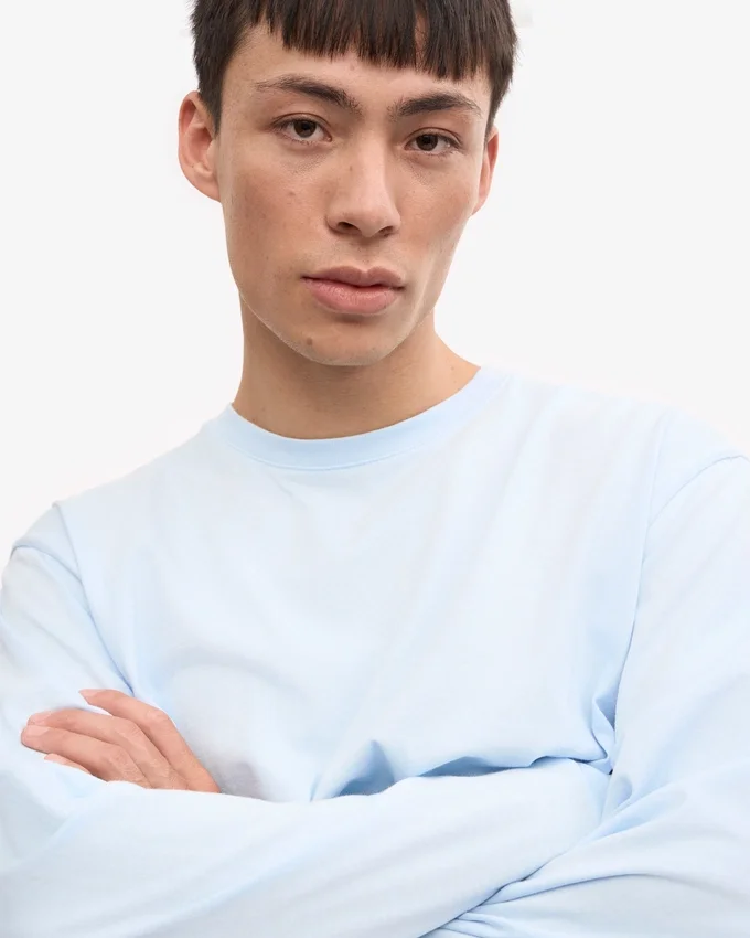Oversized-Bio-T-Shirt mit langem Arm – Polar-Blau