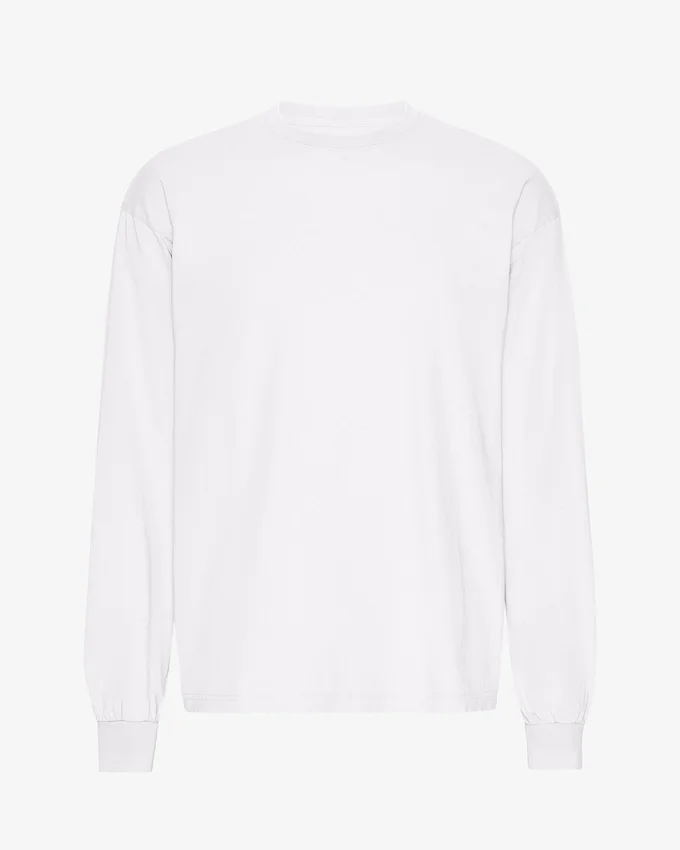 Oversized-Bio-T-Shirt mit langen Ärmeln – Optisches Weiß