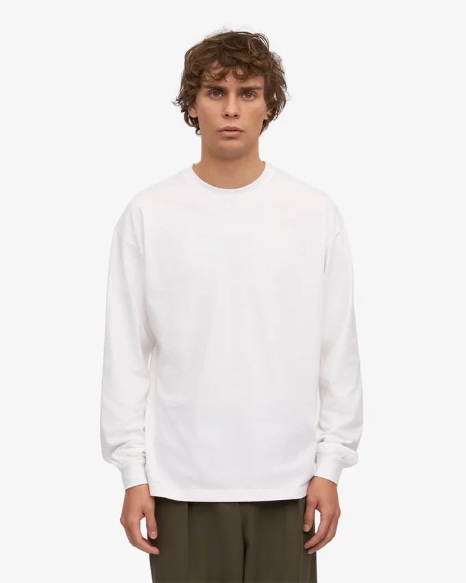 Oversized-Bio-T-Shirt mit langen Ärmeln – Optisches Weiß
