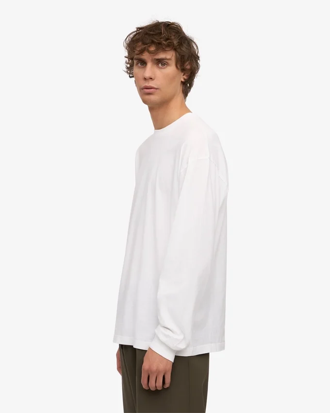 Oversized-Bio-T-Shirt mit langen Ärmeln – Optisches Weiß
