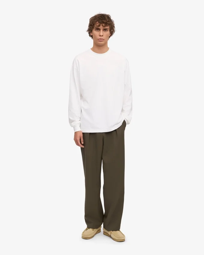 Oversized-Bio-T-Shirt mit langen Ärmeln – Optisches Weiß