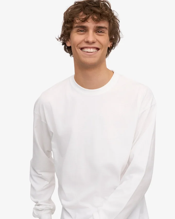 Oversized-Bio-T-Shirt mit langen Ärmeln – Optisches Weiß
