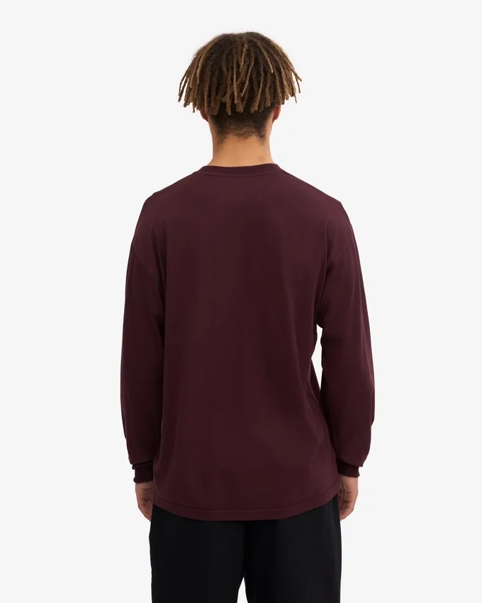 Oversized Bio-T-Shirt mit langen Ärmeln – Oxblood-Rot