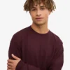 Oversized Bio-T-Shirt mit langen Ärmeln – Oxblood-Rot