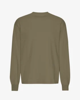 Oversized Bio-T-Shirt mit langen Ärmeln – Staubiges Oliv