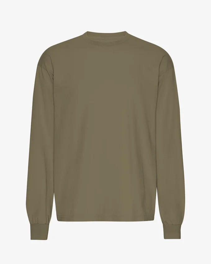 Oversized Bio-T-Shirt mit langen Ärmeln – Staubiges Oliv