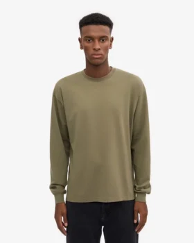 Oversized Bio-T-Shirt mit langen Ärmeln – Staubiges Oliv