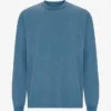 Oversized-Bio-T-Shirt mit langen Ärmeln – Verwaschenes Indigo