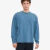 Oversized-Bio-T-Shirt mit langen Ärmeln – Verwaschenes Indigo