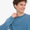 Oversized-Bio-T-Shirt mit langen Ärmeln – Verwaschenes Indigo