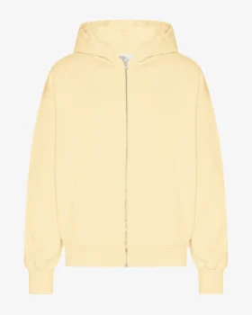Oversized-Kapuzenjacke aus Bio-Baumwolle mit Reißverschluss – zartgelb