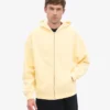 Oversized-Kapuzenjacke aus Bio-Baumwolle mit Reißverschluss – zartgelb
