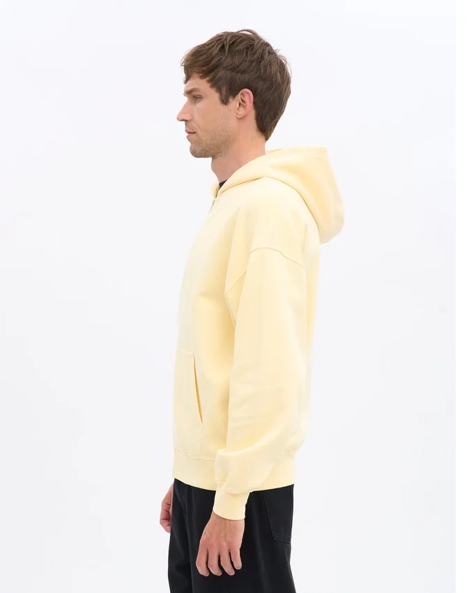 Oversized-Kapuzenjacke aus Bio-Baumwolle mit Reißverschluss – zartgelb