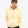 Oversized-Kapuzenjacke aus Bio-Baumwolle mit Reißverschluss – zartgelb