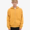 Oversized-Kapuzenjacke aus Bio-Merinowolle mit Reißverschluss – gebranntes Gelb