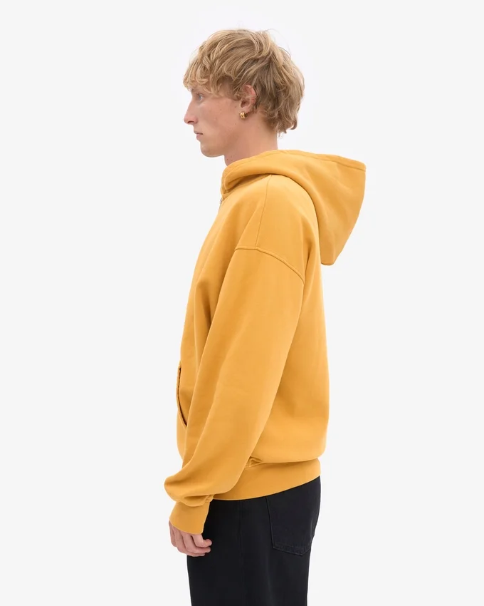 Oversized-Kapuzenjacke aus Bio-Merinowolle mit Reißverschluss – gebranntes Gelb