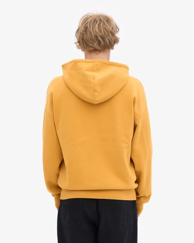 Oversized-Kapuzenjacke aus Bio-Merinowolle mit Reißverschluss – gebranntes Gelb
