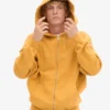 Oversized-Kapuzenjacke aus Bio-Merinowolle mit Reißverschluss – gebranntes Gelb