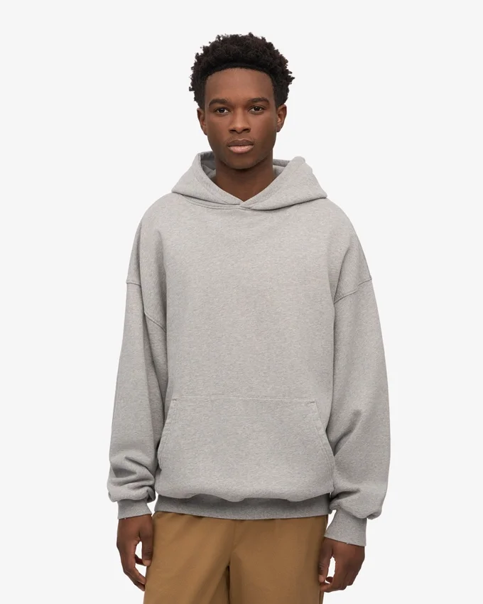 Oversized-Kapuzenpullover aus Bio-Baumwolle – Meliert-Grau
