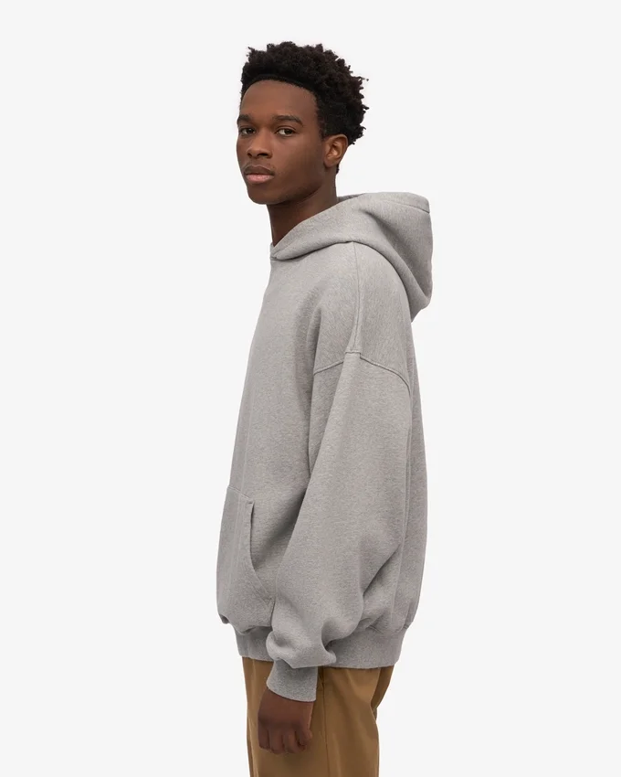 Oversized-Kapuzenpullover aus Bio-Baumwolle – Meliert-Grau
