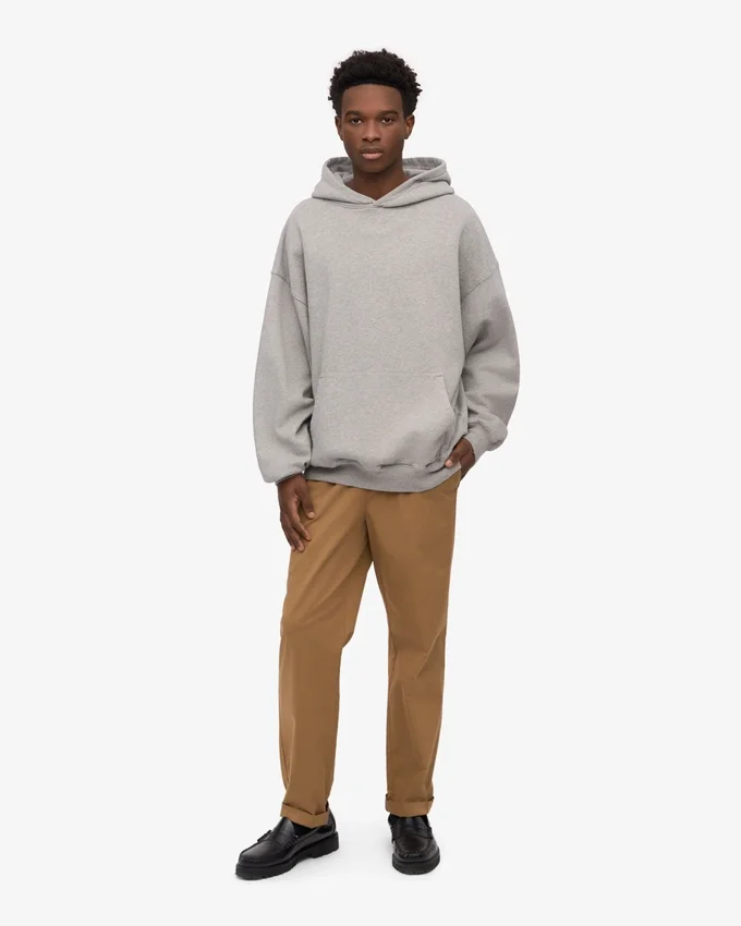 Oversized-Kapuzenpullover aus Bio-Baumwolle – Meliert-Grau