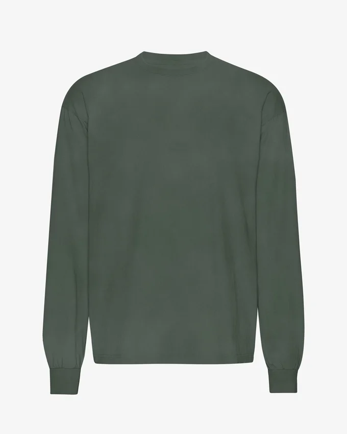Oversized-Langarm-T-Shirt aus Bio-Baumwolle – Mitternachtsgrün