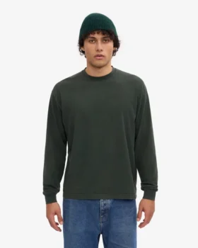Oversized-Langarm-T-Shirt aus Bio-Baumwolle – Mitternachtsgrün