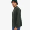 Oversized-Langarm-T-Shirt aus Bio-Baumwolle – Mitternachtsgrün