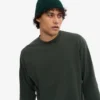 Oversized-Langarm-T-Shirt aus Bio-Baumwolle – Mitternachtsgrün