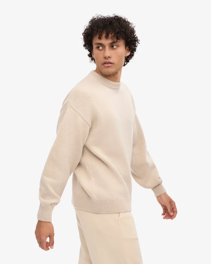 Oversized-Pullover aus Merinowolle – Elfenbeinweiß