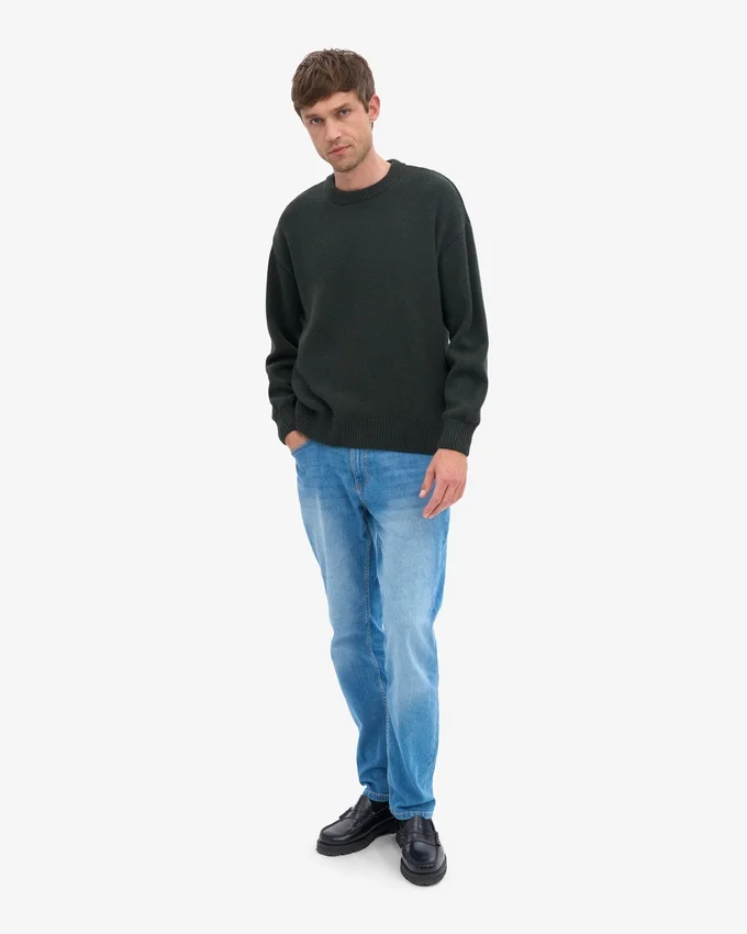 Oversized-Pullover aus Merinowolle – Jägergrün