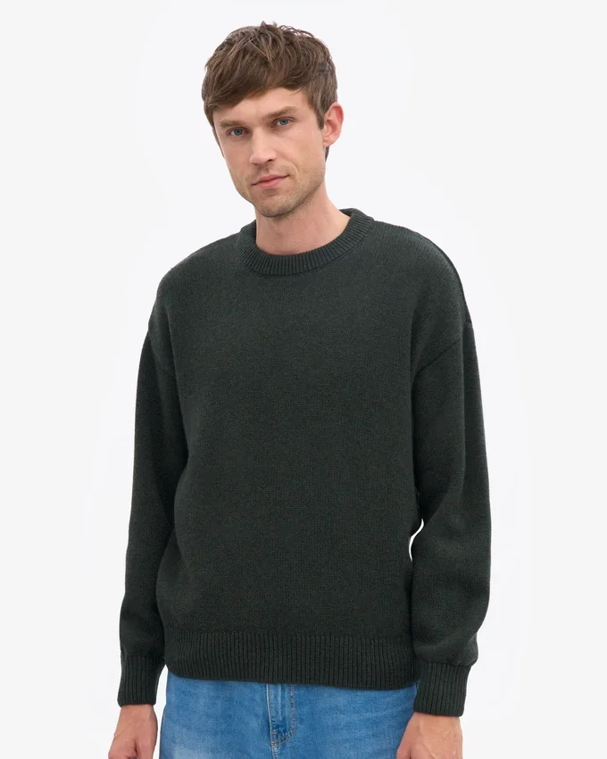 Oversized-Pullover aus Merinowolle – Jägergrün