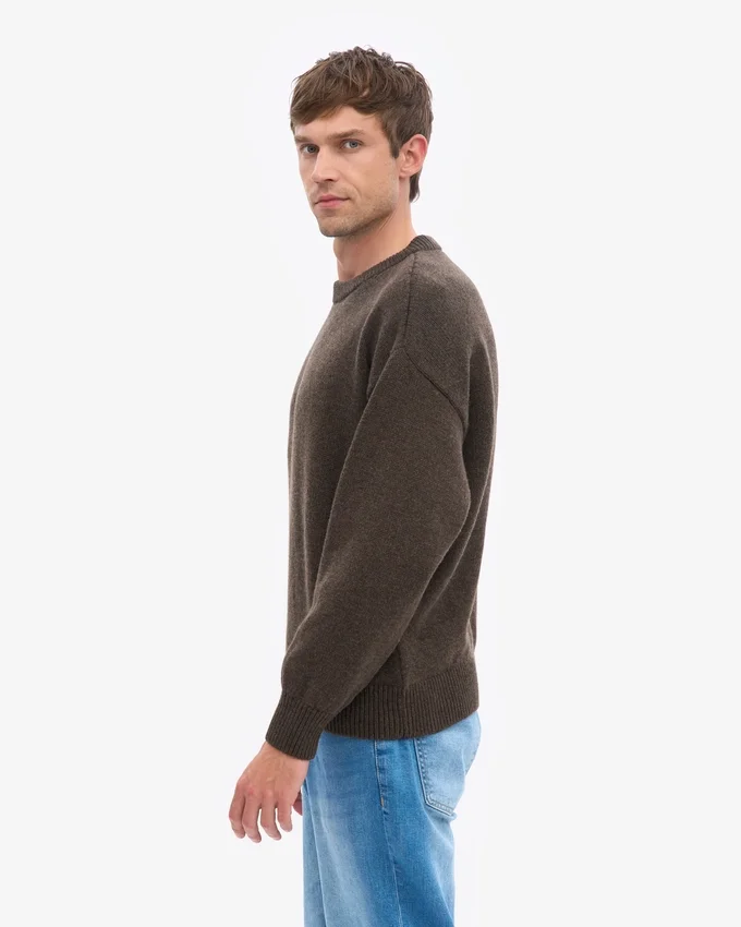Oversized-Pullover aus Merinowolle – Kaffeebraun